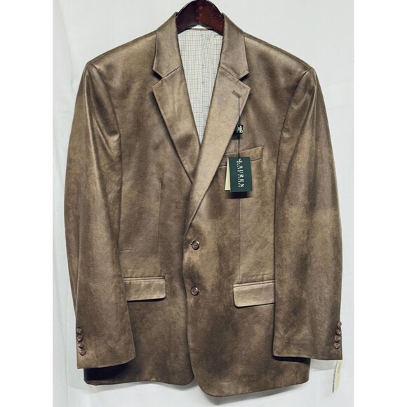 New Ralph Lauren Jacket Men's Brown Blazer Faux Suede 2 Button Sports Coat 44R